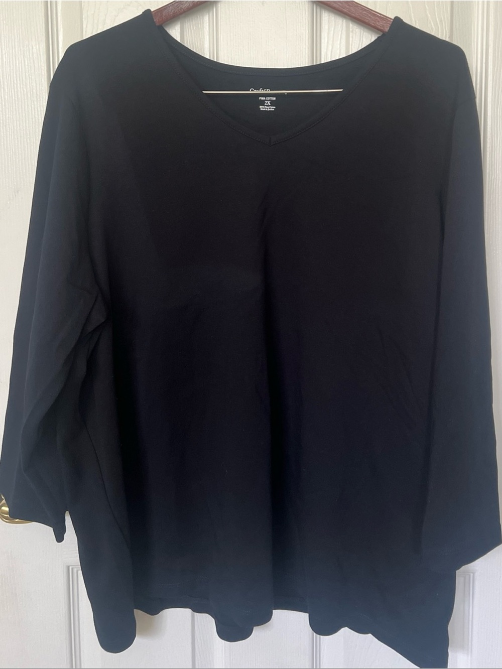 Croft & Barrow 3/4 long sleeve t-shirt, V-neck casual Top Sz 2X